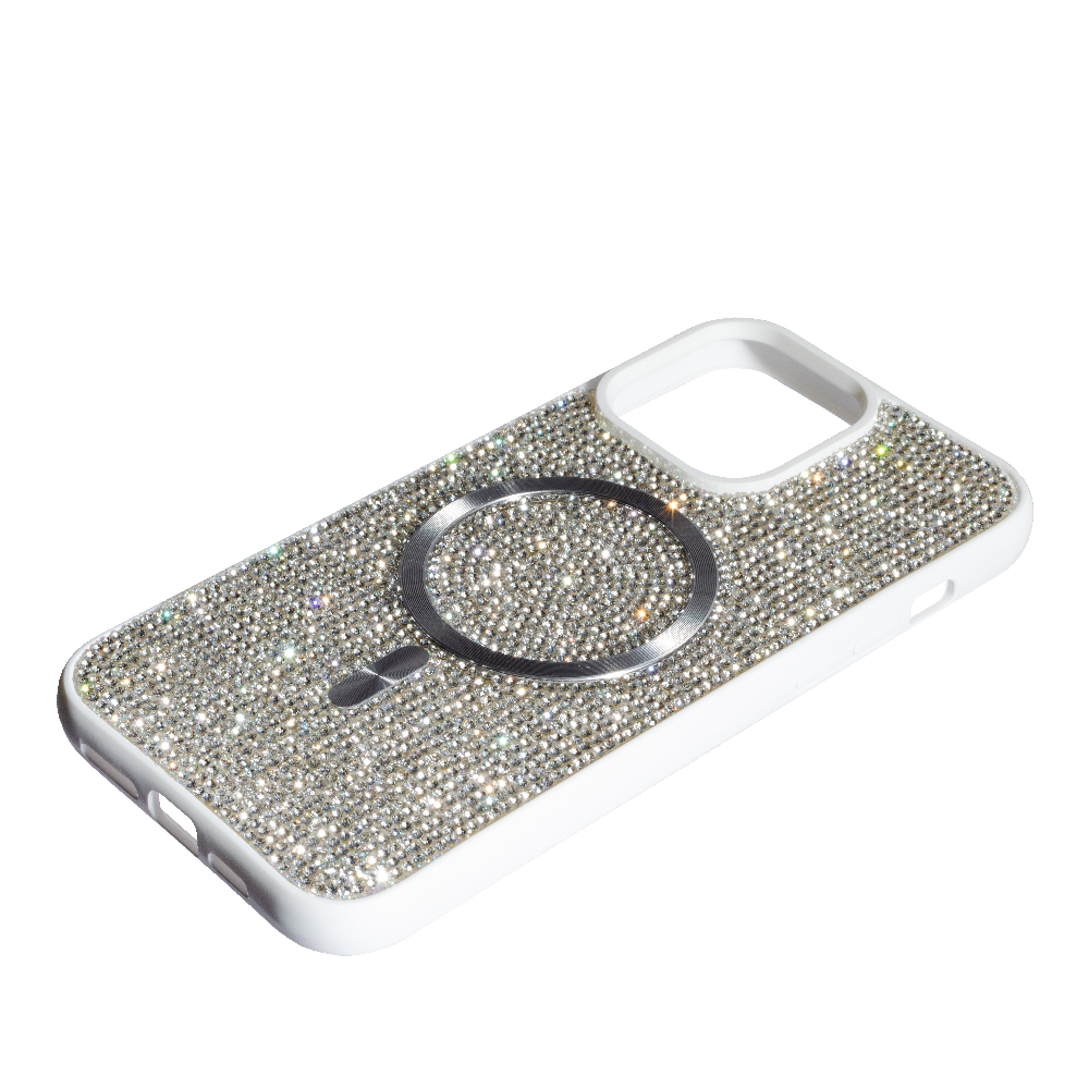 Накладка MagSafe full of diamonds для iPhone 16 Pro (White)-1